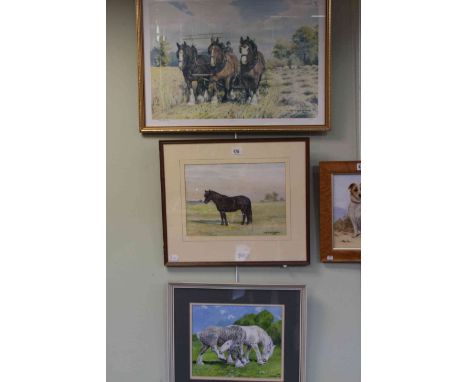 DM & EM Alderson, Study of a Horse, watercolour, Itchy Feet acrylic and limited edition print 'The Harvesters' (3)