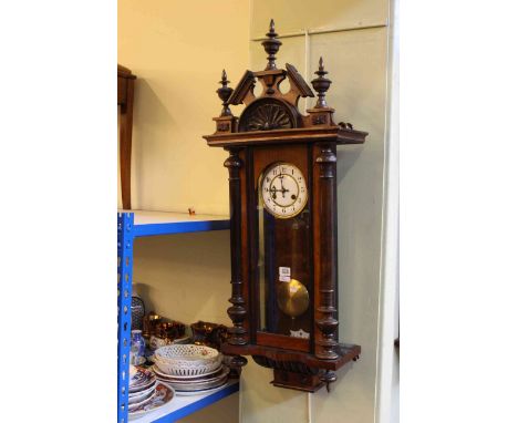 Victorian walnut cased Vienna wall clock