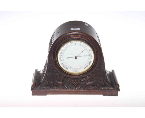 Oak mantel barometer by Pertius, Hulot & Naudet