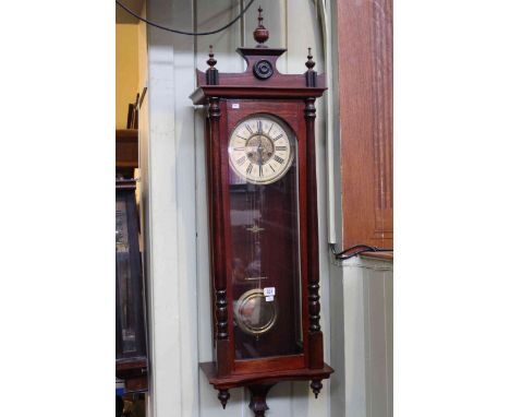 Mahogany cased Vienna wall clock with enamelled and gilt dial