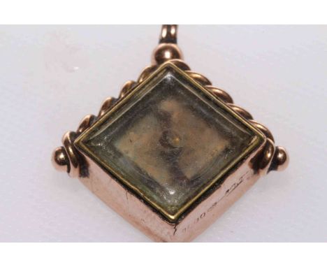 9 carat mounted gold fob compass