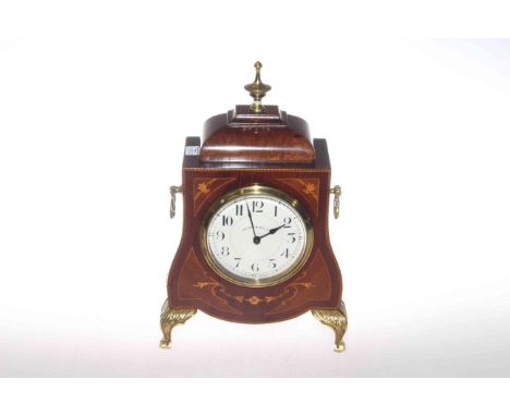 Edwardian inlaid and brass mounted mantel clock, signed Walker & Hall, 25.5cm high