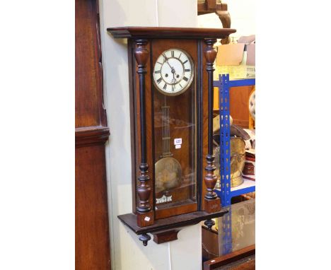 Victorian walnut and ebony cased Vienna wall clock