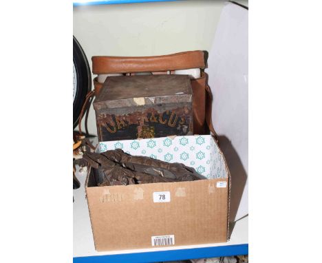 Cuckoo clock, vintage biscuit tin and picnic drinks set