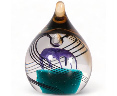 Margot Thompson for Caithness Glass, a Vivaldi design paperweight, signed and numbered 588-750 to base, height 10cmGood condi