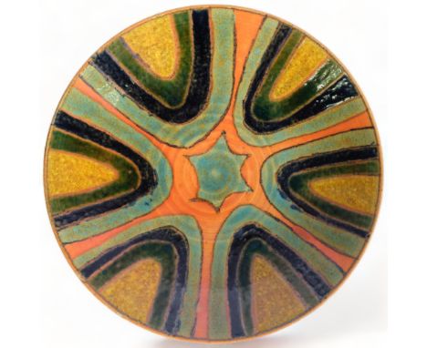 Poole Pottery, a Poole Studio charger, c.1964-66, makers mark to base, diameter 27cmGood condition, no chips, cracks or resto