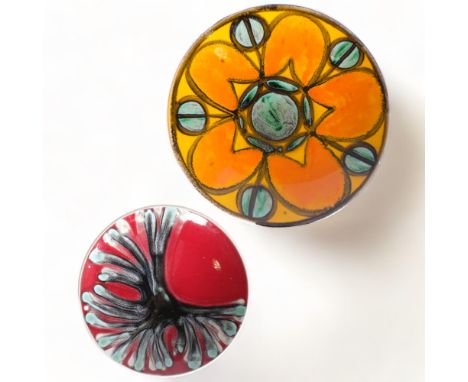 A Poole Pottery Delphis charger painted by Shirley Campbell c.1966-69, together with a Delphis plate painted by Janet Laird c