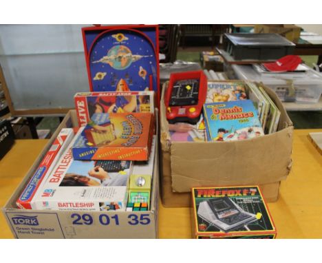 A QUANTITY OF ASSORTED BOOKS AND GAMES, to include annuals, and a bagatelle game Buyers - for shipping pricing on this lot, v