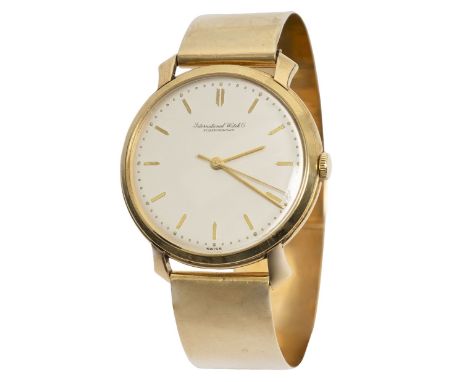 IWC Herrenarmbanduhr GG 585, Uhr ist als Armreif gearbeitet, 50-60er Jahre,IWC Automatic, gangbar mit zentraler Sekunde, Durc