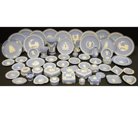 Wedgwood Jasperware - Christmas Plates, 1969-1979, trinket boxes and covers, vases, trinket dishes, Guide Dogs for the Blind 