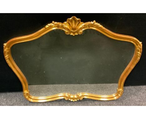 A large gilt framed mirror, shell and leaf cresting, 100cm x 76cm 