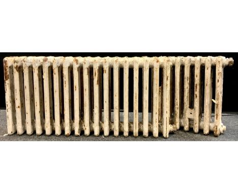 Architectural Salvage - a Vintage cast iron radiator, 92cm long;  another smaller (2) 