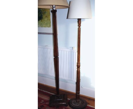 An Art Deco oak standard lamp, c.1930; another (2)