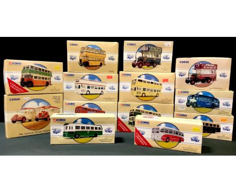 Corgi Classics including 97826 Daimler Fleetline Manchester Corp.; 97205 Guy Arab Guy Arab Bournemouth; 97081 Weymann Single 