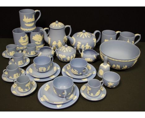 Wedgwood Jasperware - an extensive tea and coffee service inc Coffee pot, Teapot, cream and milk jugs, sugar bowl, coffee can