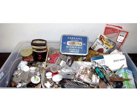 Tools - glass door knobs;  nails, screws;  etc 