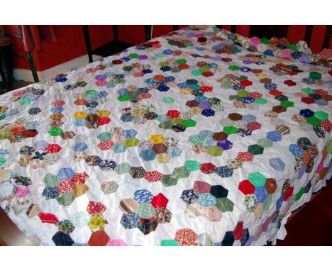 A large patchwork quilt panel, 238cm long, approx 200cm wide (unfinished)