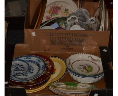 Ceramics - an early 19th century Chinese blue and white plate; others, Spode, Minton; Continental; etc (2)