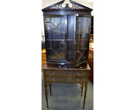 A  Chippendale revival mahogany glazed silver cabinet c.1900