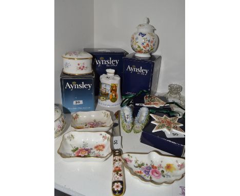 Decorative Ceramics - a pair of Royal Crown Derby,   Derby Posies trinket box, printed mark;  another, fan shape;   a Royal C