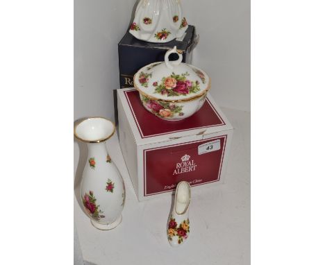 A Royal Doulton figure, Old Country Roses, HN3482, modelled by Peggy Davies  a Royal Albert Old Country Roses trinket pot;  a