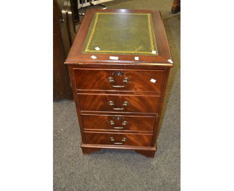 A 20th century mahogany filing cabinet, tooled leather top, four cockbeaded drawers, bracket feet