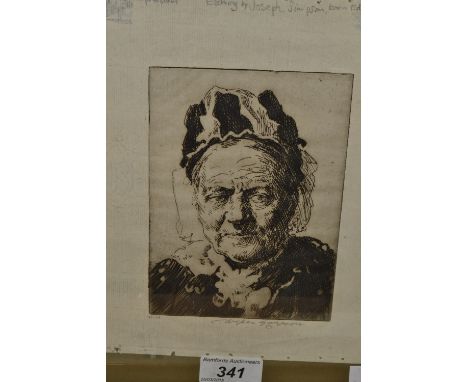 Joseph Simpson (Twentieth Century)
Old Woman
framed etching, signed in pencil