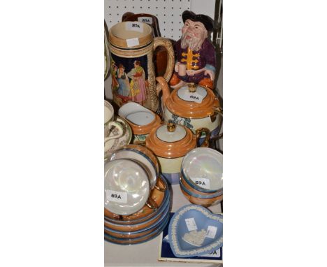 Ceramics - a Japanese eggshell tea service; a Melba Ware character jug; Jasperware pin dish; etc