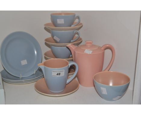 Poole Pottery - a Poole pottery part tea service,  pattern number 0100; another pink coffee pot