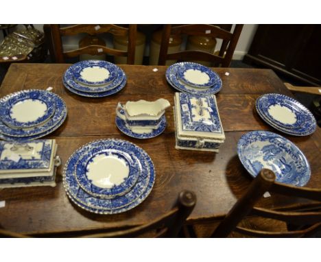 Blue and White Ceramics - a Copeland Spode Italian pattern bowl; a Victorian Aesthetic movement part dinner service, transfer