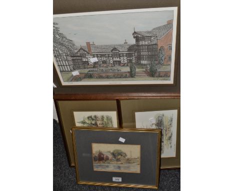Pictures and Prints - R Finkelstein, At The Rivers Edge, watercolour, signed, framed; The Haywain, print, others (8)
