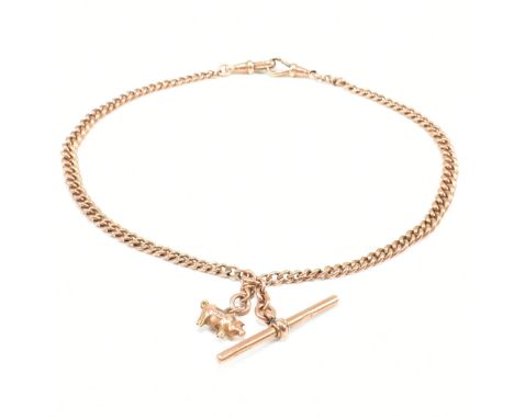 9ct Rose Gold Albert T Bar Chain 16 - Womens