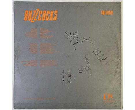 A copy of Buzzcocks - Another Music.. (UAG 30159, VG/VG) signed to reverse of sleeve by Steve Garvey, Pete Shelley, John Mahe