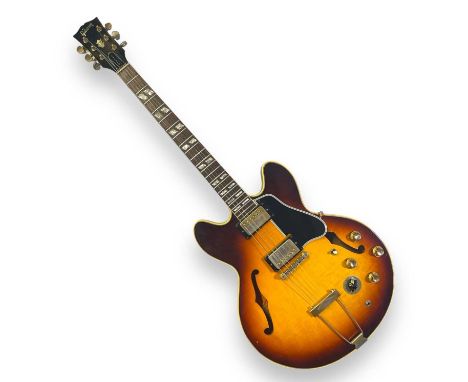 An original 1967 tobacco sunburst Gibson ES-345 TD stereo variofone electric guitar (serial 898830) owned by Andy Bell and us