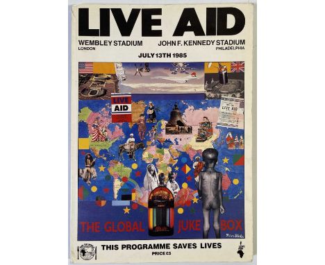 An original 1985 Live Aid programme booklet signed to inner pages by many of the performing artists to profile pages to inclu