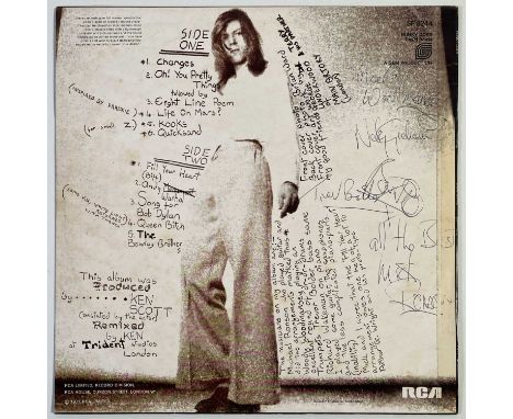 A copy of David Bowie - Hunky Dory (SF 8244 orange label, laminated sleeve) signed to reverse of sleeve by David Bowie, Woody