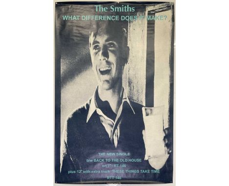 An original c 1984 billboard (approx 40x60") poster for The Smiths - What Difference Does It Make. On blue backed paper stock