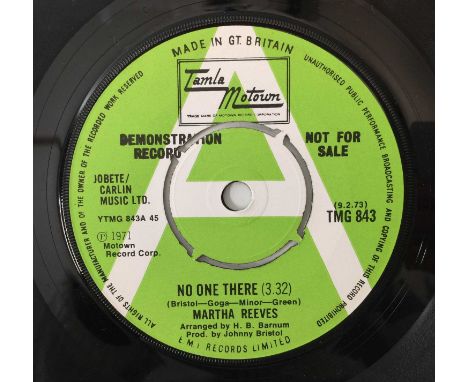 MARTHA REEVES - NO ONE THERE 7" (UK DEMO - TAMLA MOTOWN - TMG 843). A scarce, UK 7" demo pressing of No One There/ (I've Give