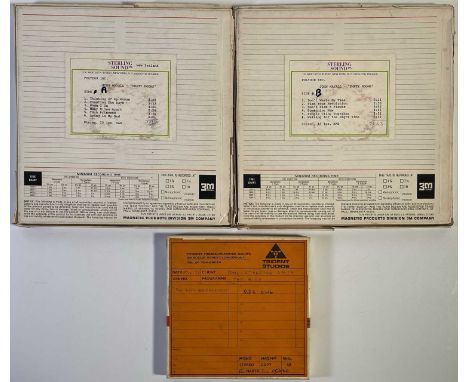 Three studio tape reels to include: Trident Studios labelled 7" tape in original box with handwritten labels documenting cont