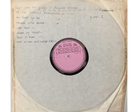 THE ROLLING STONES - COMPILATION LP TEST PRESSING (ZAL 12998/9 P-1W). A curious LP test pressing by British rock legends The 