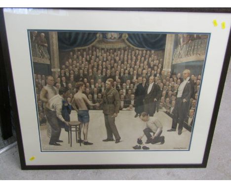 BOXING, W.Howard Robinson, signed limited edition hand tinted print, "A Welch Victory at the N.S.C.", 19.5" x 24"