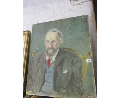 S.J.LAMORNA BIRCH, signed oil on canvas, "Portrait of S J Lamorna Birch", 24" x 19.5"