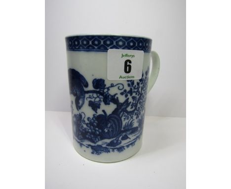 CAUGHLEY STYLE TANKARD, "Parrot Pecking Fruit" pattern mug with "C" base mark, 4.25" height