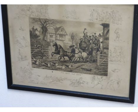 FRANK PATON, set of 4 signed etchings, "Hunting and Coaching Scenes", 8" x 10"
