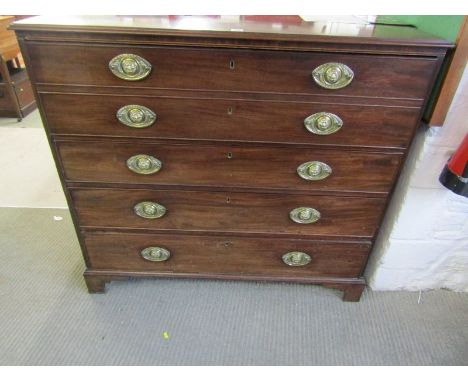 GEORGIAN SECRETAIRE CHEST, a quality mahogany fall front fitted secrataire chest above 3 graduated long drawers, lion head st