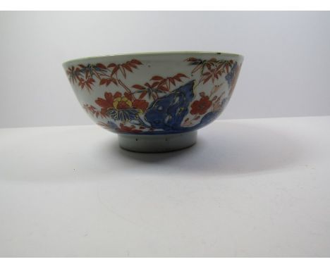 CHINESE IMARI BOWL, typical red foliate &amp; blue decoration, 5.75" diameter