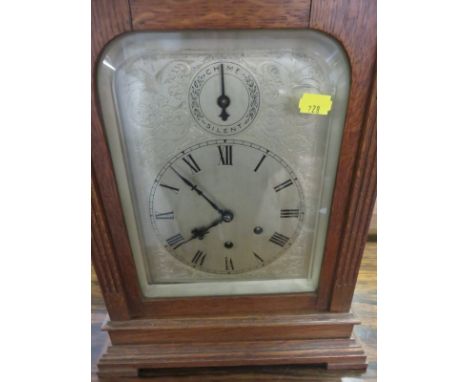 ANTIQUE BRACKET CLOCK, carved oak bracket clock by Gustav Becker, bar strike with bevelled glass face and satin finish dial