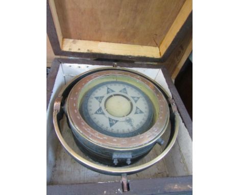 BRASS BOUND SHIP'S COMPASS, Sestrel ant 11  compass by Henry Brown &amp; Son of Barking, London, no 3147 boxed