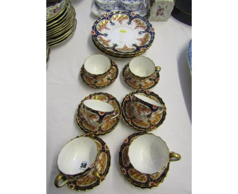 COPELAND  TEAWARE, gilded floral design fluted body teaware of 8 cups, 12 saucers and 4 bread plates, together with Continent