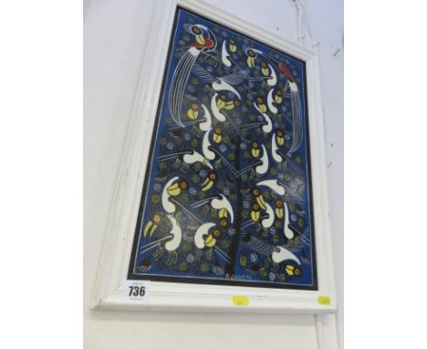 R. CHIWAYA. signed painting on board, "Exotic Birds", 17" x 10.5"